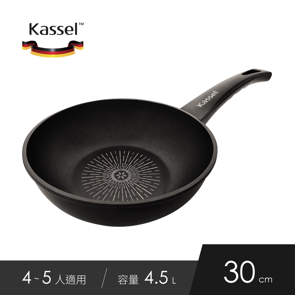 韓國Kassel 鑽石超導熱不沾輕炒鍋-30cm(瓦斯爐、IH爐可用鍋、不挑爐具), , large