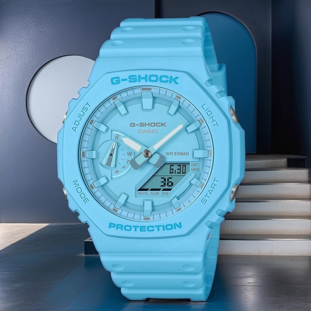CASIO 卡西歐 G-SHOCK 單色美學 八角 雙顯手錶 GA-2100-2A2, , large