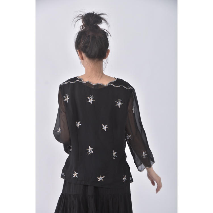 (S) lan ling黑色長袖上衣二手衣, , large