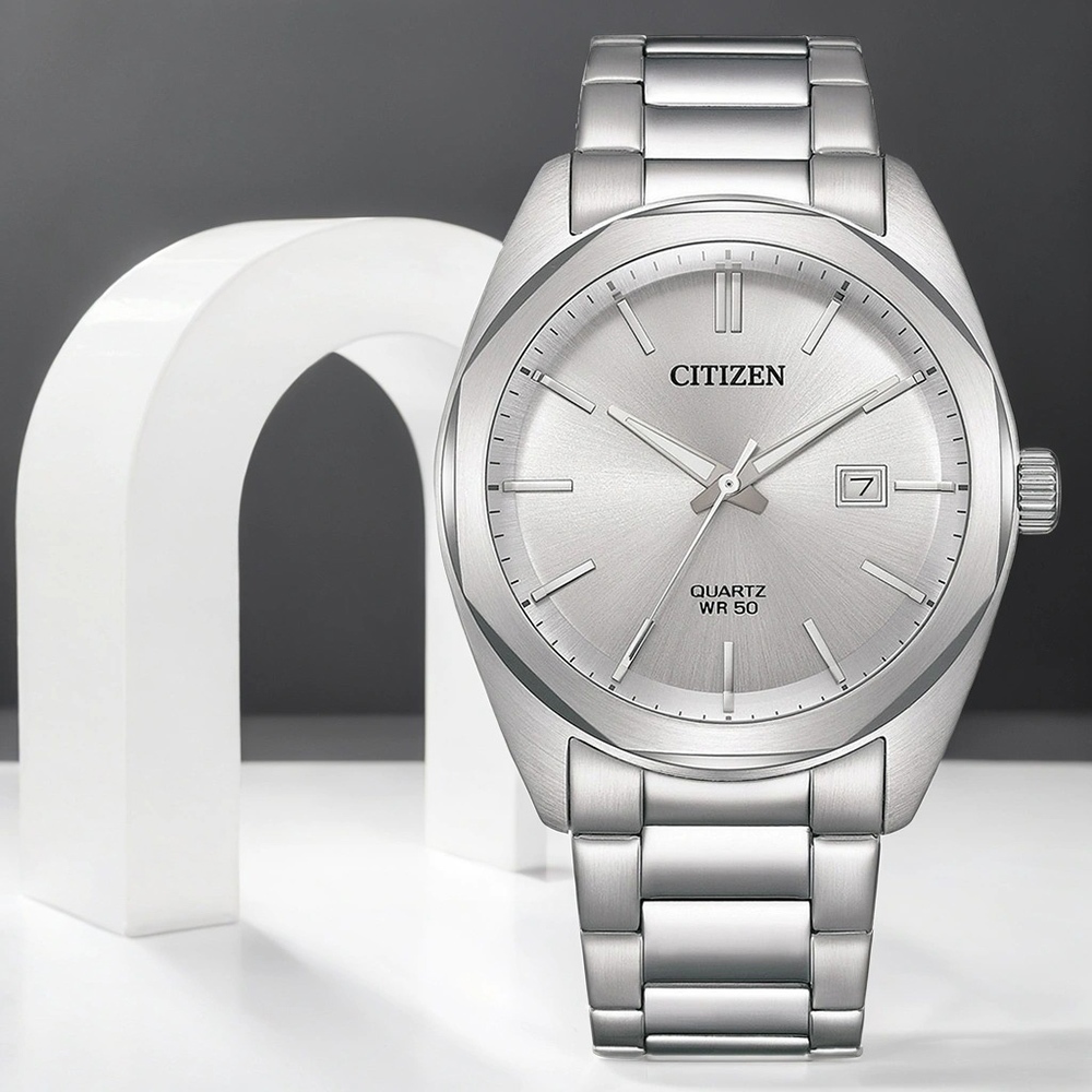 CITIZEN 星辰 限量 紳士日期手錶 送禮-銀/41mm BI5110-54A, , large