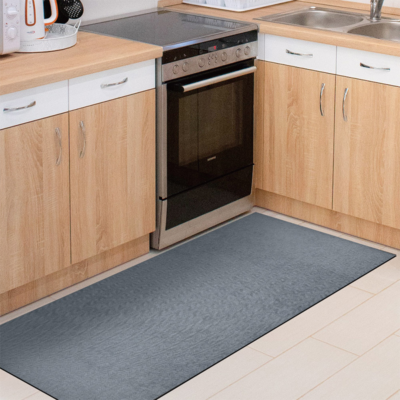 【Monster】 Kitchen Leather-Texture Waterproof Mat (120x50cm) – Gray, , large