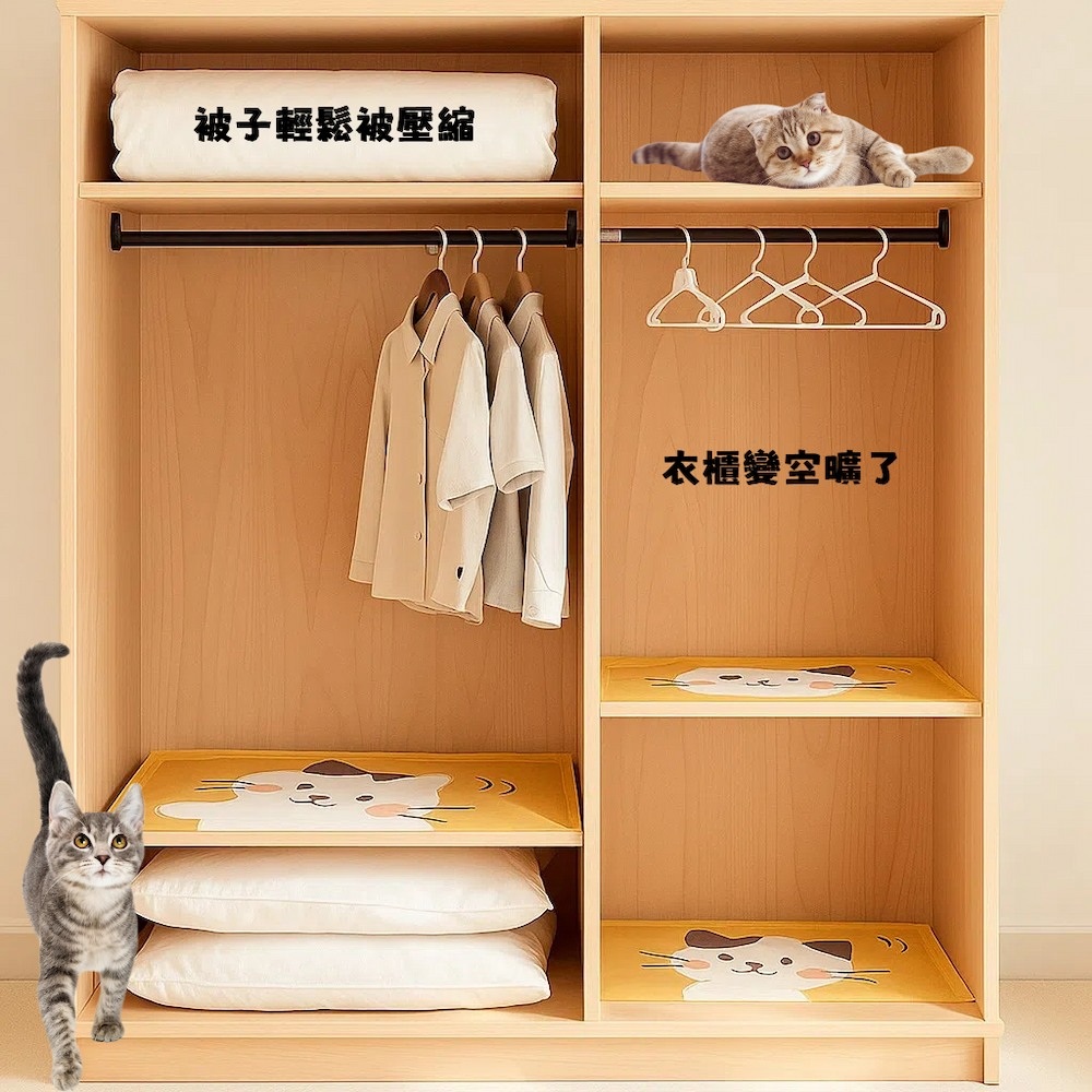 【A&R】六入組 喵趣真空加厚壓縮袋 100x80cm×2、100x70cm×2、80x56cm×2, , large