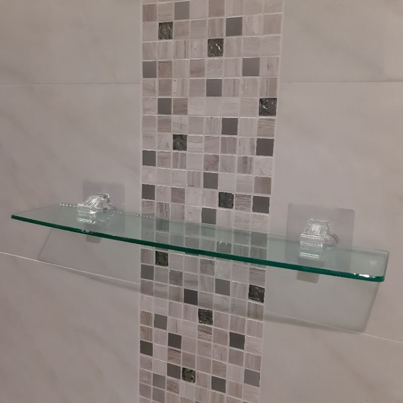 [熊好貼國際]長壓克力平台架置物架(特價）免運 粗糙紋路牆面(超黏貼)可貼 無痕掛勾 掛鉤 浴室平台 舒適家舒適你家, , large