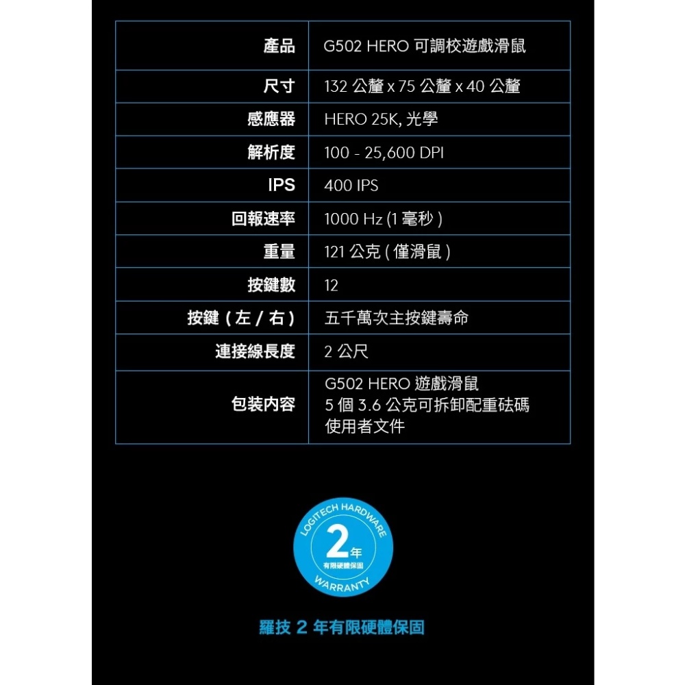 【 Logitech 羅技 】G502 Hero 電競 有線 滑鼠, , large