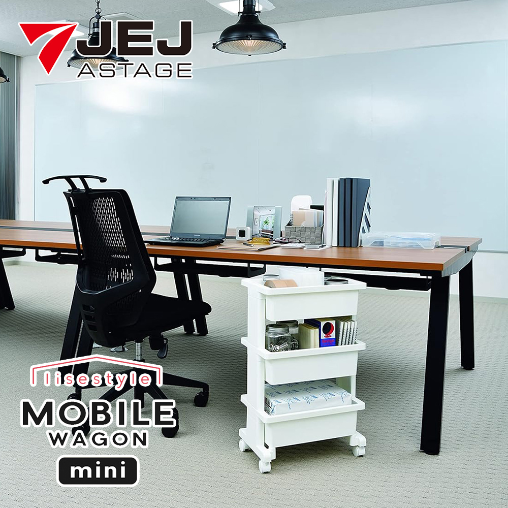 【JEJ ASTAGE】Japan-Made 3-Tier Storage Cart – Pear White (Utility Cart / Basket Organizer Cart), , large