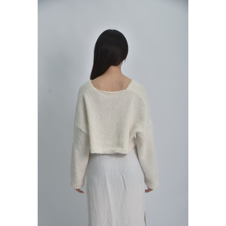 (F) 修身短版落肩白色外套二手衣, , large