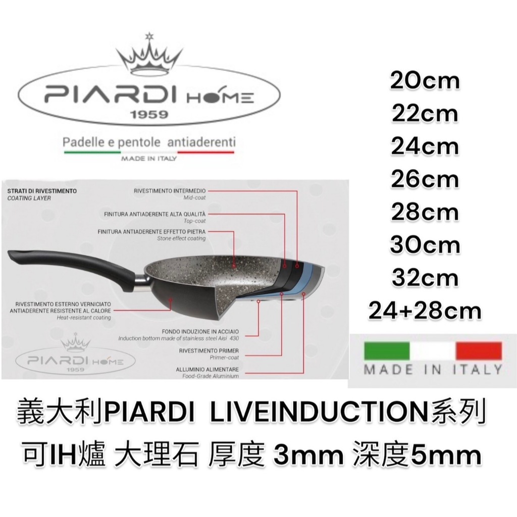 蓋瑞廚物【義大利PIARDI HOME LIVEINDUCTION 七層複合鋁大理石】共7款厚度3mm 可IH爐 不沾鍋, , large