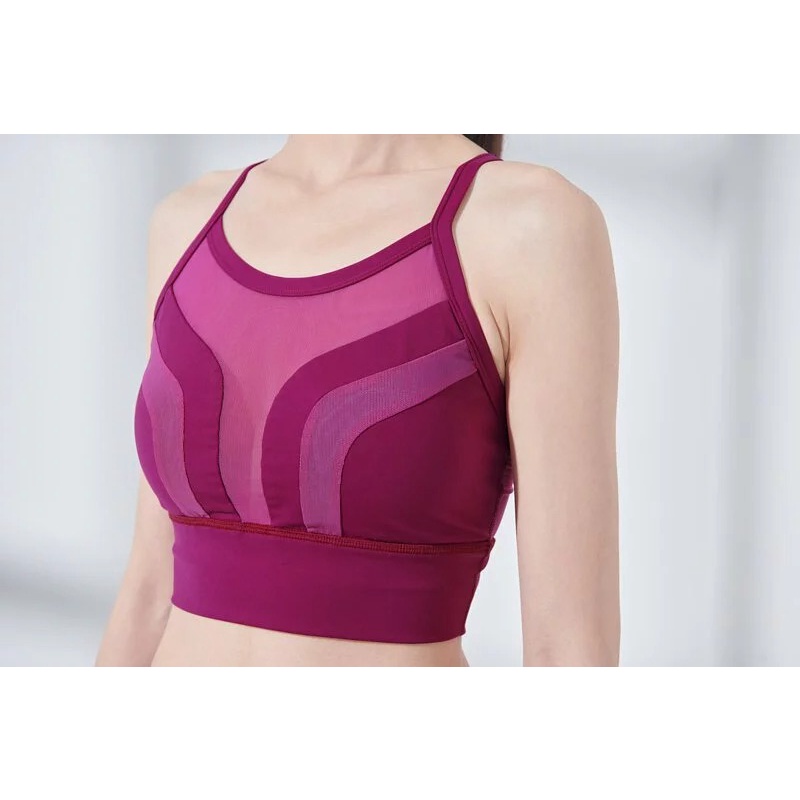 YOGA FLOW Venus Bra - 性感撞色網紗短版上衣 - 嬌豔紫 Purpish Red, , large