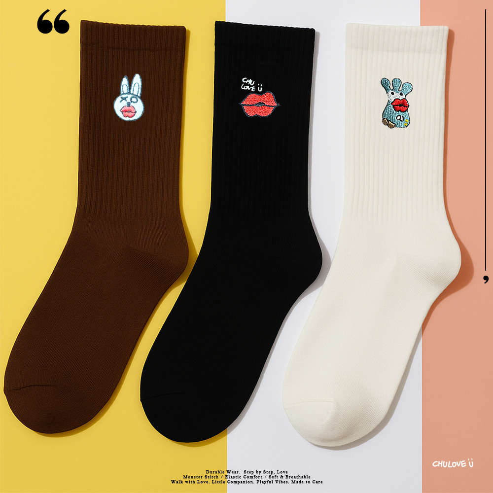 【啾愛你】PRO怪獸刺繡襪-啾愛你嘴唇, , large