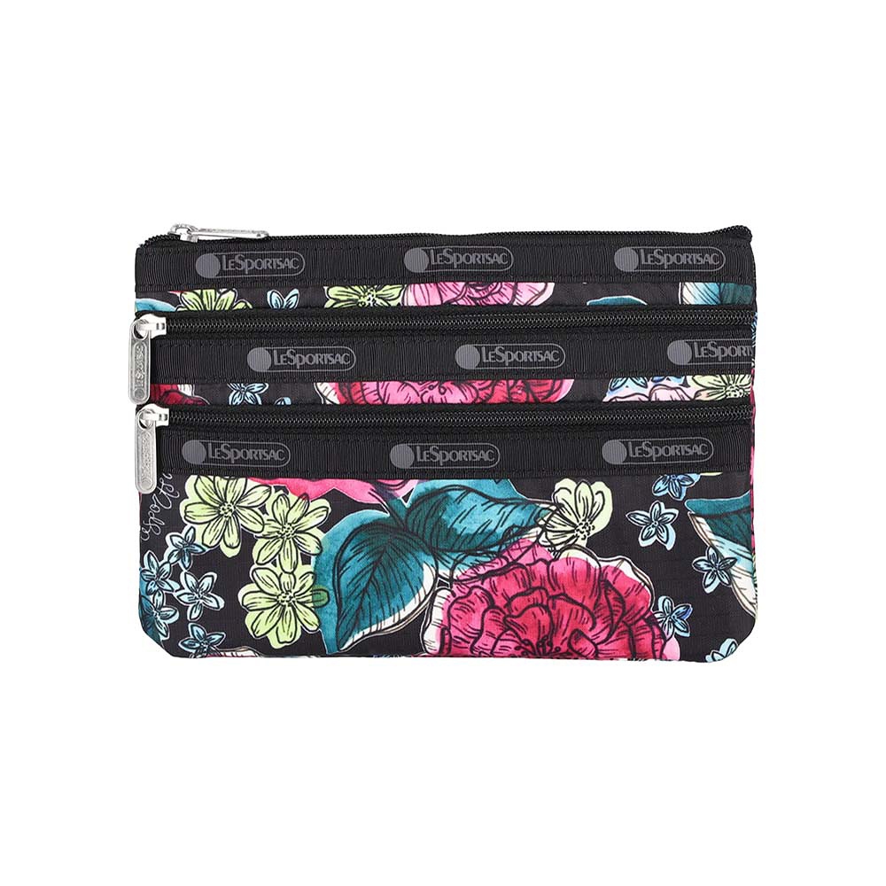 |快速出貨|Lesportsac 3-Zip Cosmetic 三層拉鍊收納化妝包/ 夜花織夢, , large