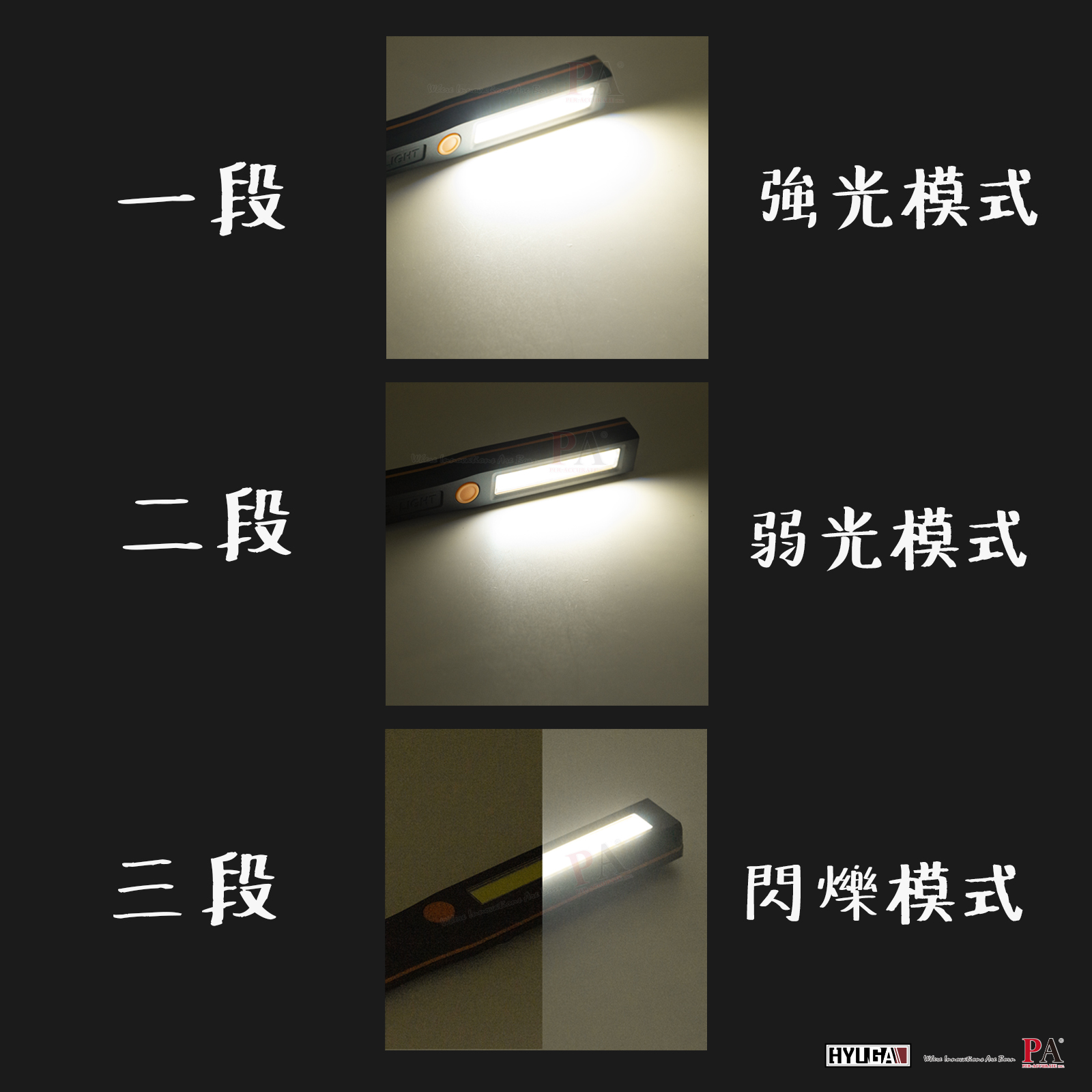 [HYUGA] 三段式LED手電筒  居家 工作檢修燈, , large