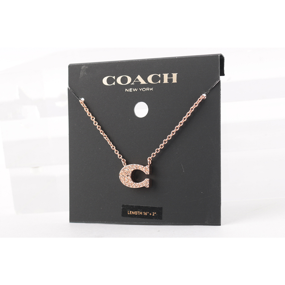 COACH C Logo水鑽項鍊/玫瑰金, , large