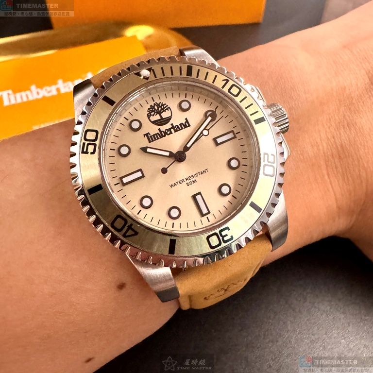 [星晴錶業]新品牌手錶,40mm,TL57198米白色錶面銅金色錶殼咖啡色真皮皮革錶帶款, , large