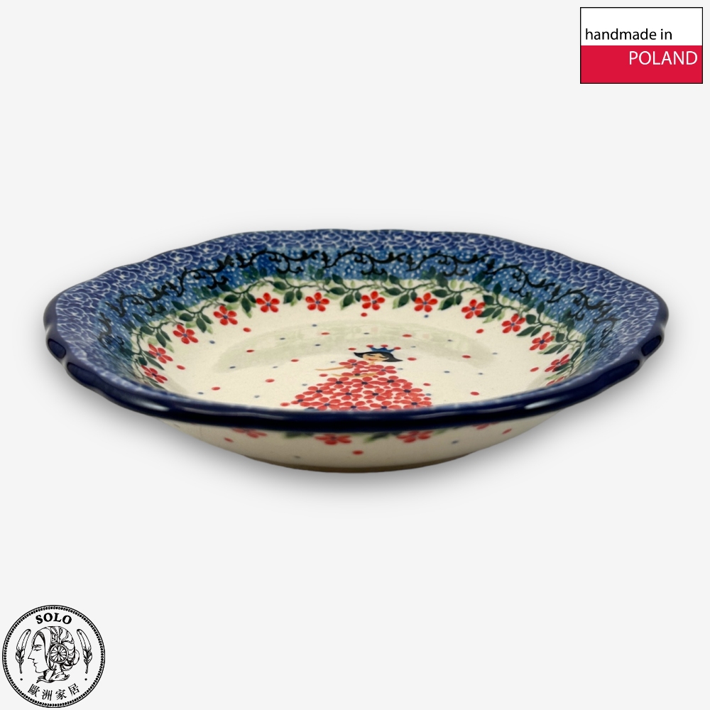【SOLO Vintage】CA Polish Pottery 16.5cm Deep Plate Red Princess Series , , large