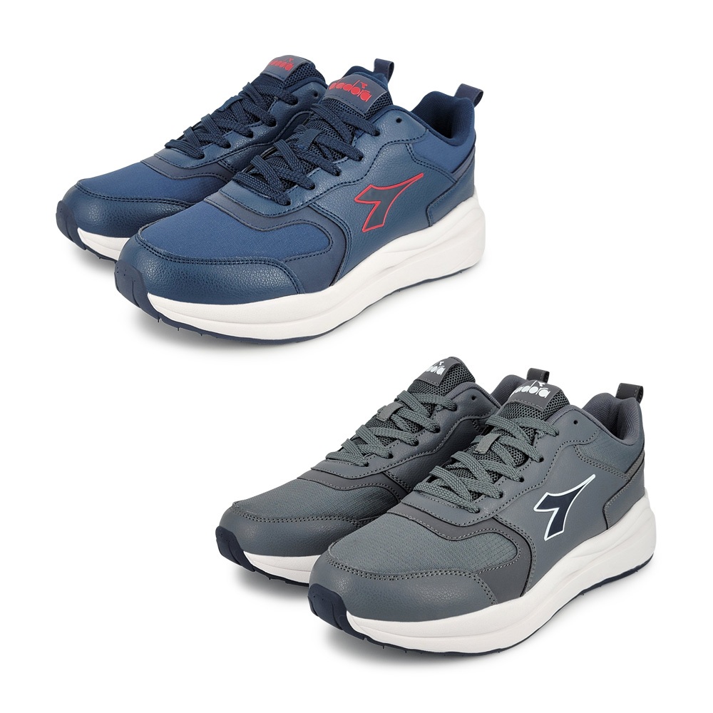 DIADORA迪亞多那 防潑水復古運動鞋 男運動鞋 男鞋 時尚 反光 寬楦 高腳背 輕量 吸震 減壓 彈力棉鞋墊 藍 灰, , large