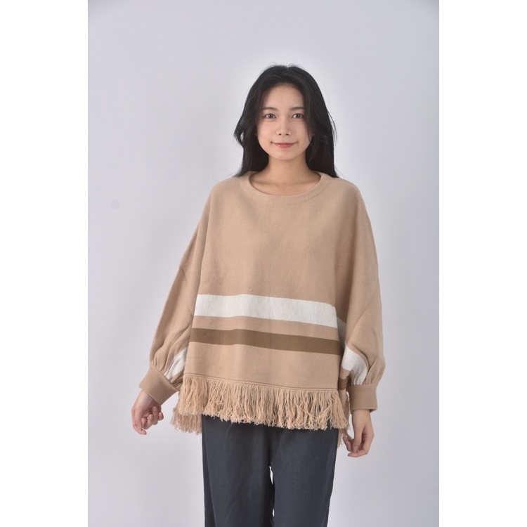 (M) nice ioi披肩造型棕色長袖上衣二手衣