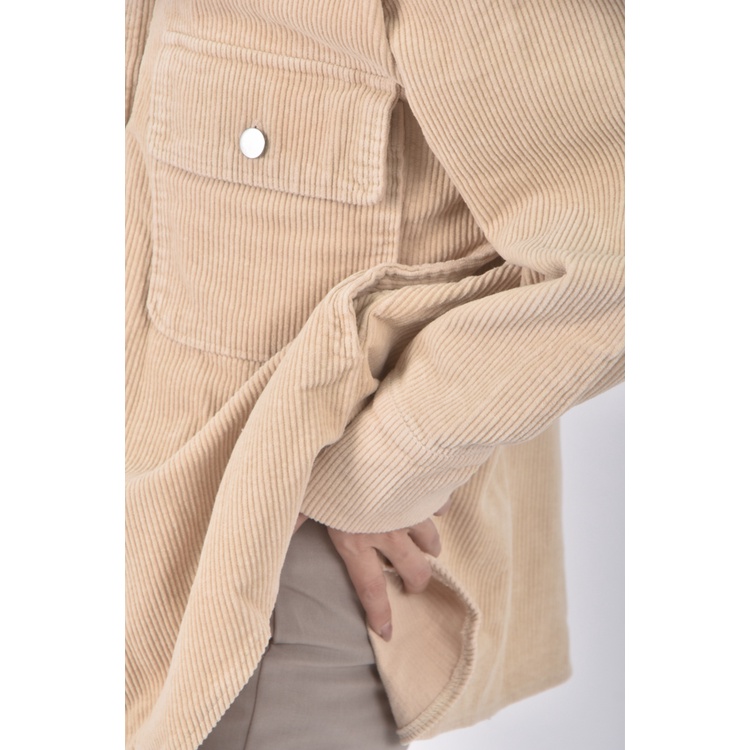 (L) genquo質感燈芯絨杏色外套二手衣, , large