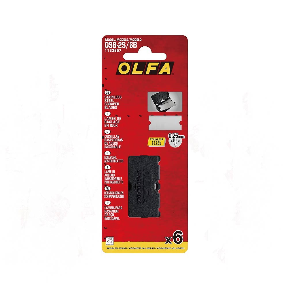 【OLFA】專業玻璃用刮刀備用刀片 6片/包 GSB-2S/6B, , large