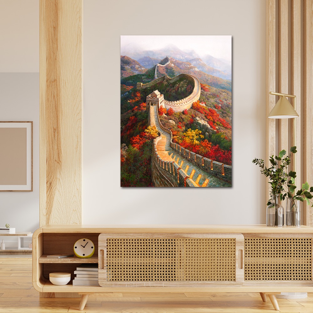【御畫房】萬里長城 國家一級畫師手繪油畫60×90cm(VF-105), , large