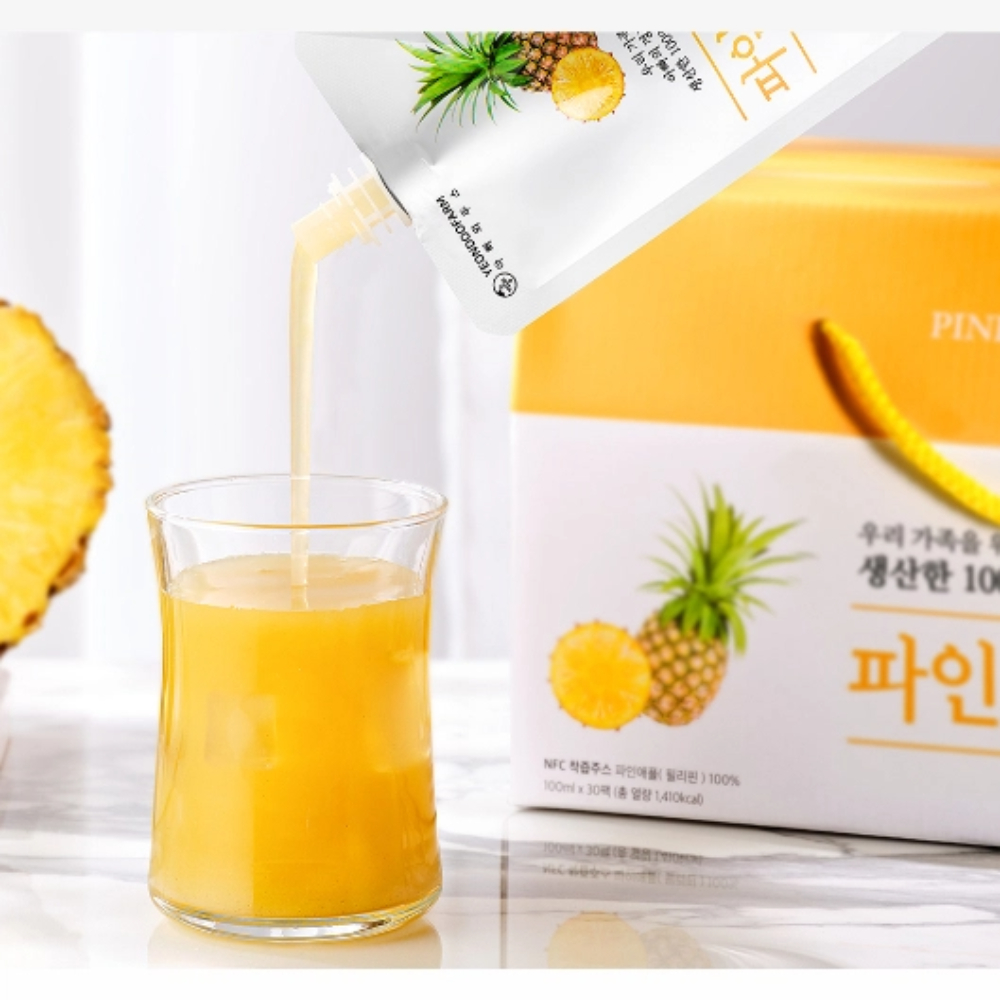 【韓國YEONDOOFARM妍杜農場】NFC 100% 鳳梨原汁禮盒組 (100ml × 30包), , large