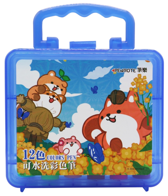 12-Color Water-Washable Markers &ndash; Blue Case