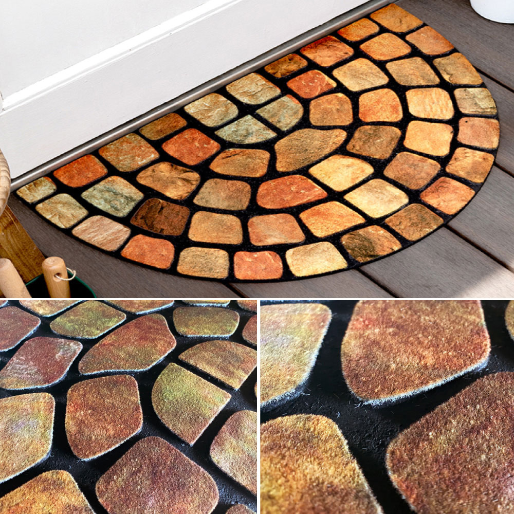 【G+居家】橡膠植絨戶外地墊45x75公分-事事順心, , large