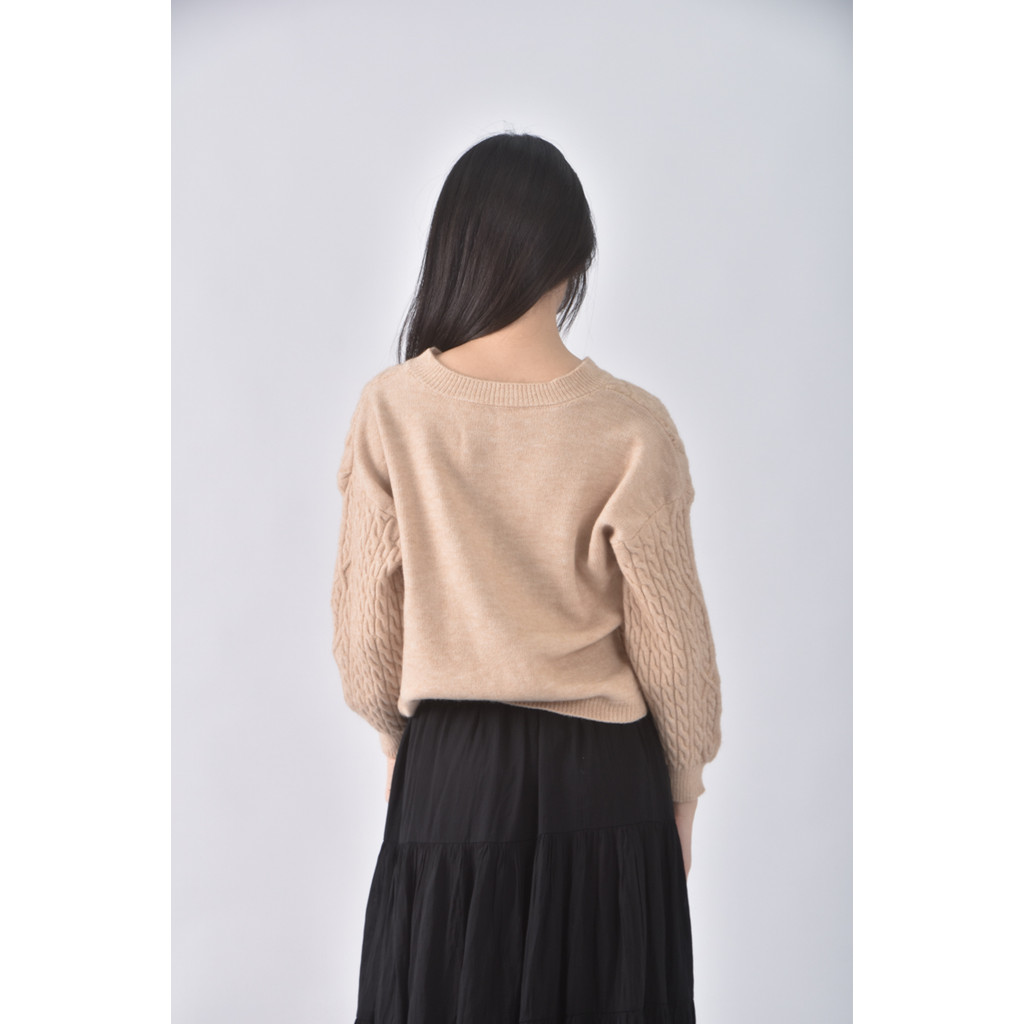 (XL) 質感V領杏色長袖上衣二手衣, , large