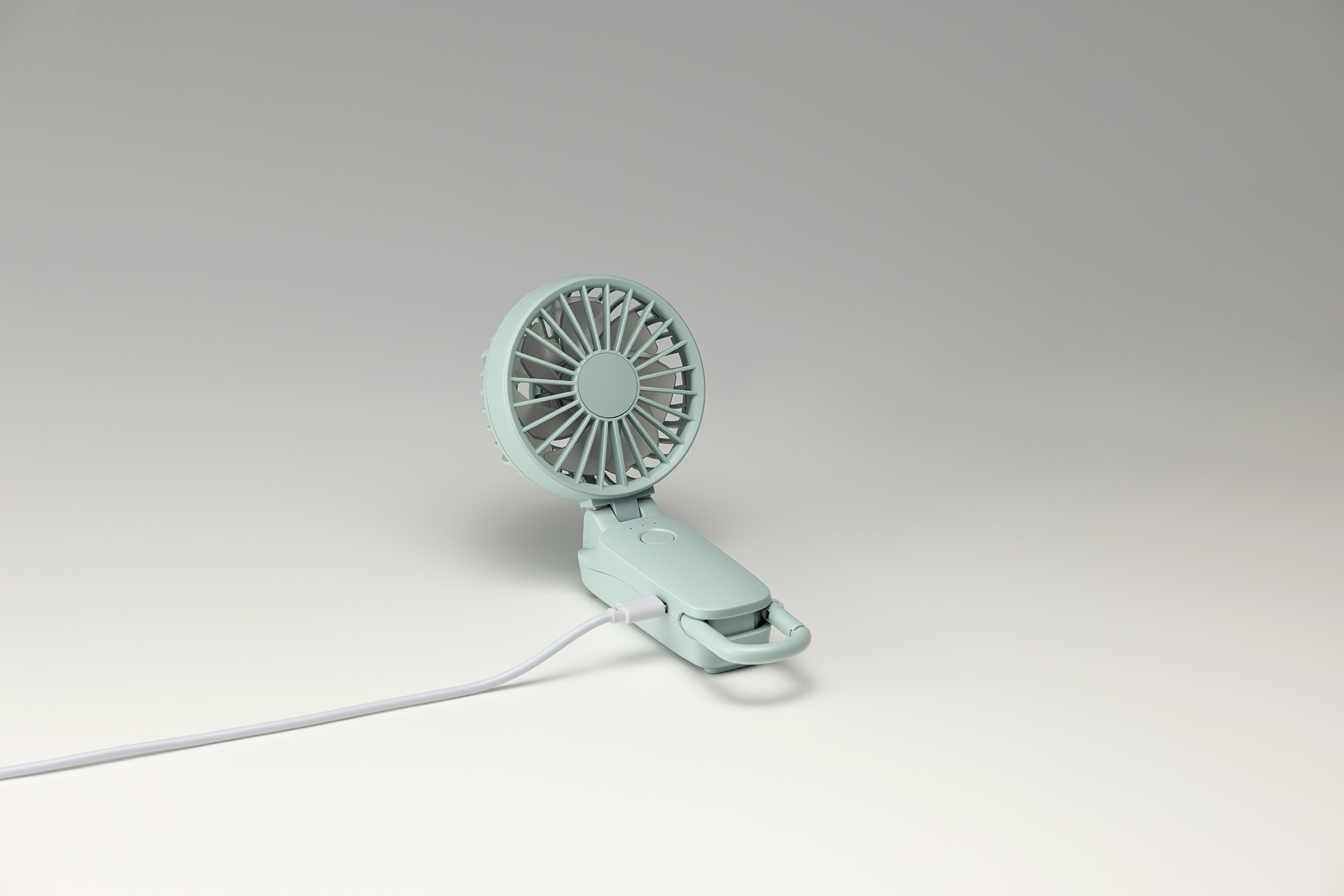 【Rhythm】日本勾掛式雙扇葉摺疊手提風扇3.2 - 河川藍, , large