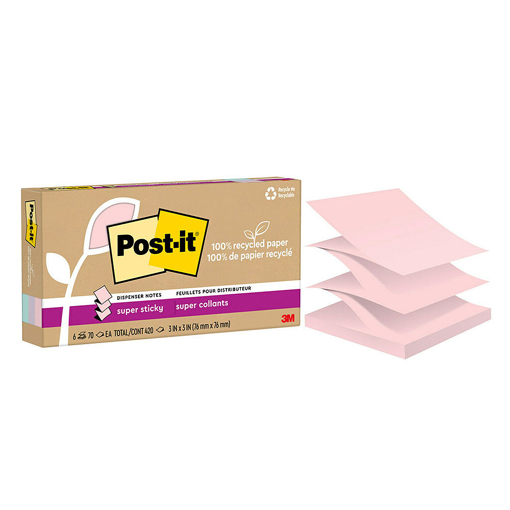 【3M】Post-it 利貼 狠黏 環保抽取式便條紙 76x76mm（70張 /本）混色6本 /盒 R330R-6SSNRP, , large