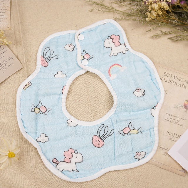 [Kaimei Cotton] Random and excellent pure cotton 6-layer high-density petal-shaped bib, rotating and multi-directional for use, men and women., , large