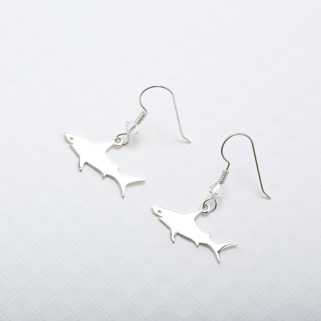 【Angel & Me】Cute Shark s925 sterling silver earrings (changeable ear clips) gift, , large