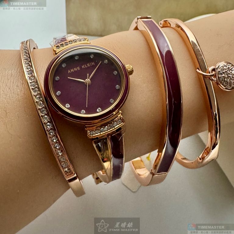 [星晴錶業]ANNE KLEIN手錶,26mm,AN00200桃紅色錶面玫瑰金錶殼玫瑰金色合金錶帶款, , large