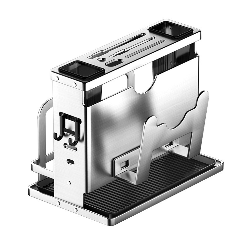 【SV61366】可壁掛/檯面 多功能 不銹鋼廚房刀具勺筷砧板置物架 一體收納架 鍋蓋架 筷籠, , large