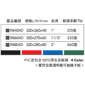 REGINA立強牌 R8804D 美式D型四孔夾 文件夾 資料夾 檔案夾紅, , large