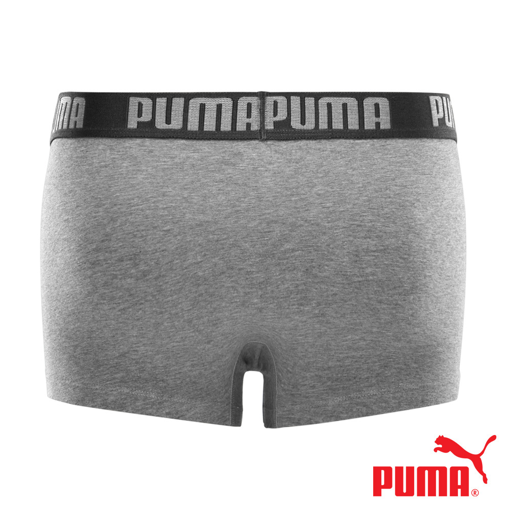 PUMA 平口內褲 1件組 彪馬 跳豹 男內褲 平角內褲 修身 防捲邊 貼合 耐穿 柔軟 棉質 排汗 透氣 抗菌 黑 灰, 灰,L, large