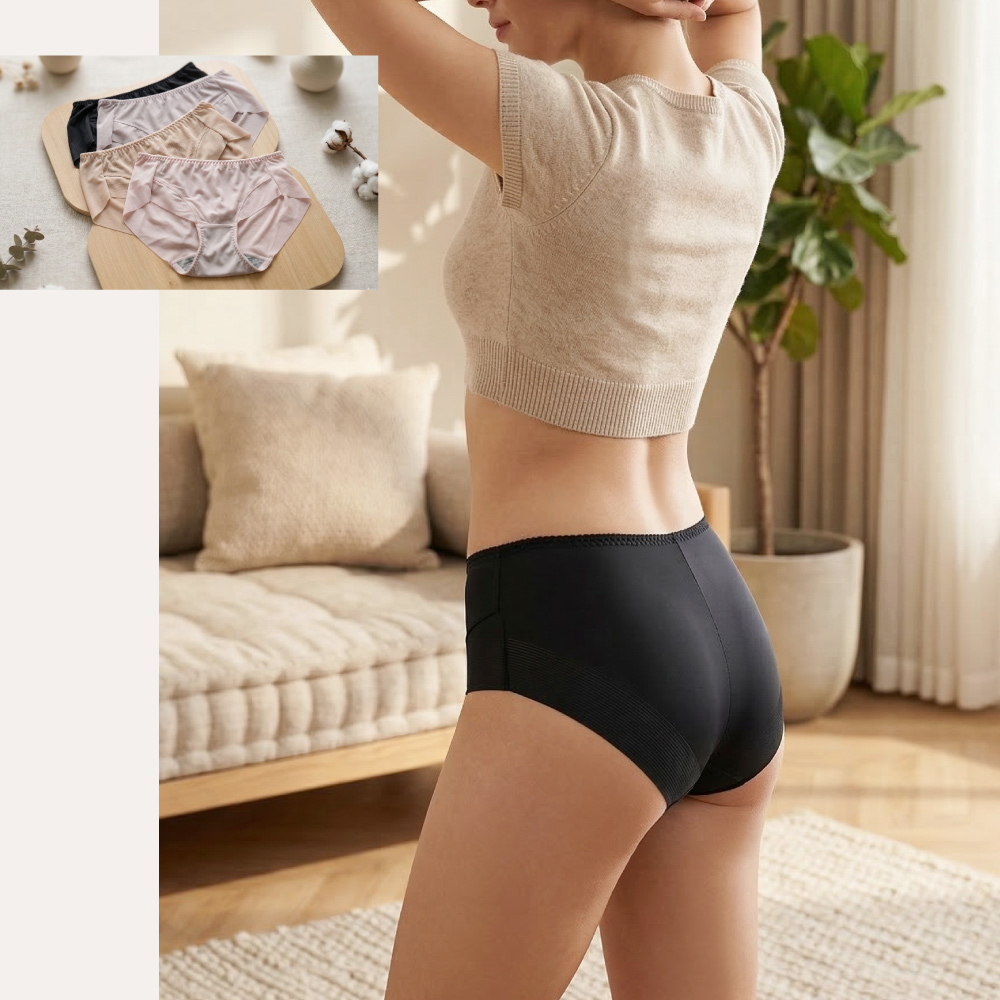 【Clany可蘭霓】黑絲絨抑菌竹炭無痕中腰內褲 M-XL｜消臭透氣.舒適包臀 2236-31 淺粉, , large