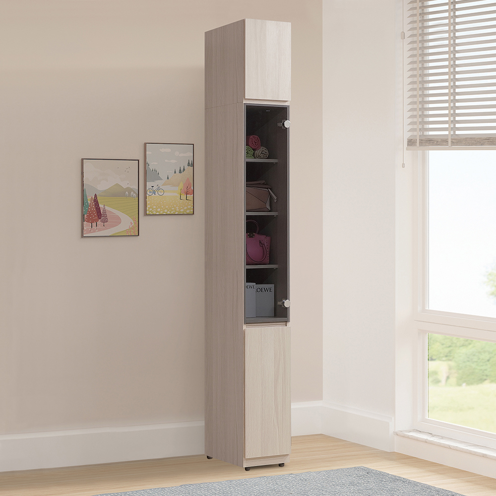 【唯熙傢俱】馬修斯橡木白1x8.2尺玻璃衣櫃, , large