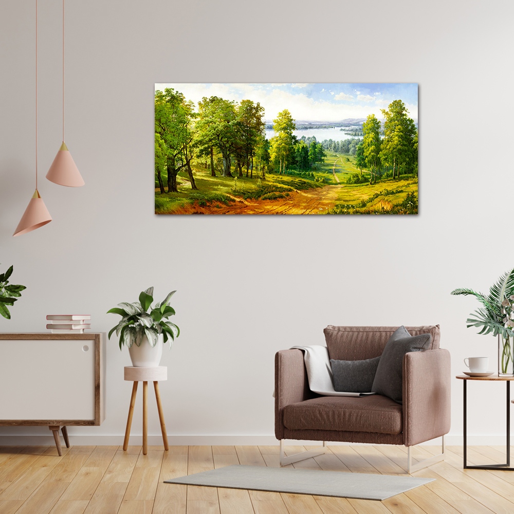 【御畫房】千里碧玉 國家一級畫師手繪油畫60×120cm(VF-123), , large