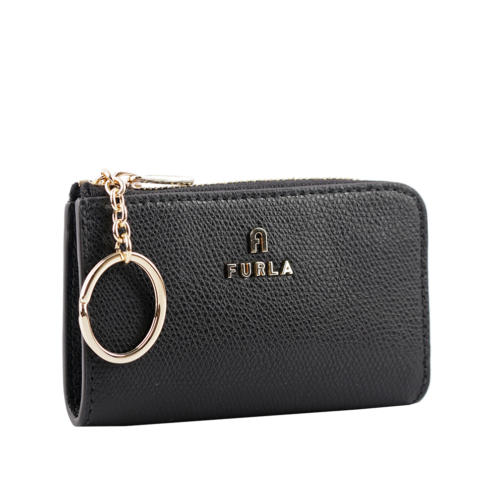 FURLA Camelia L 型拉鍊附鑰匙圈零錢/卡夾包/黑色, , large