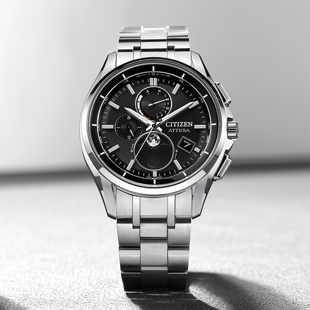 CITIZEN 星辰 月相 超級鈦 光動能電波萬年曆手錶 BY1001-66E, , large