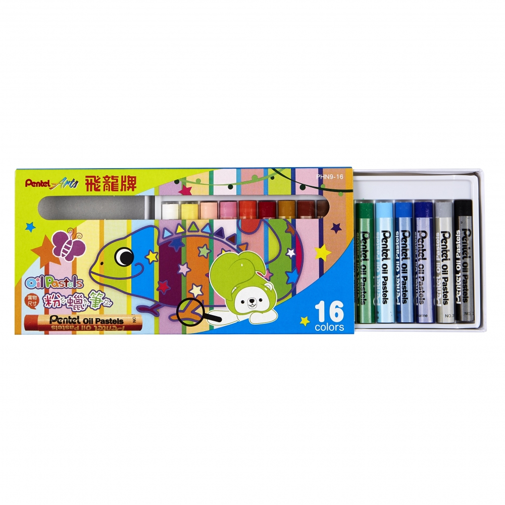 【 Pentel 飛龍 】粉蠟筆 16色/盒 PHN9-16, , large