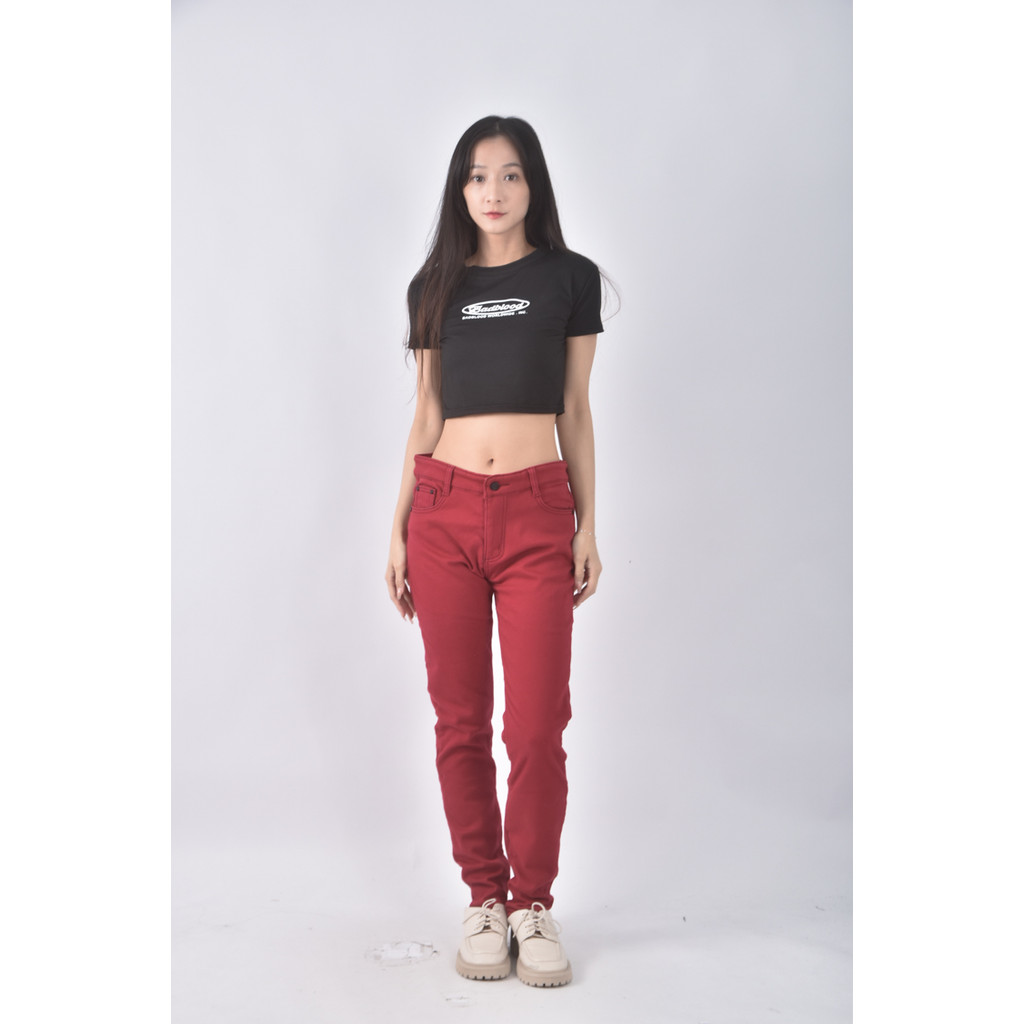 (XL) used丹寧牛仔素面紅色長褲二手衣, , large