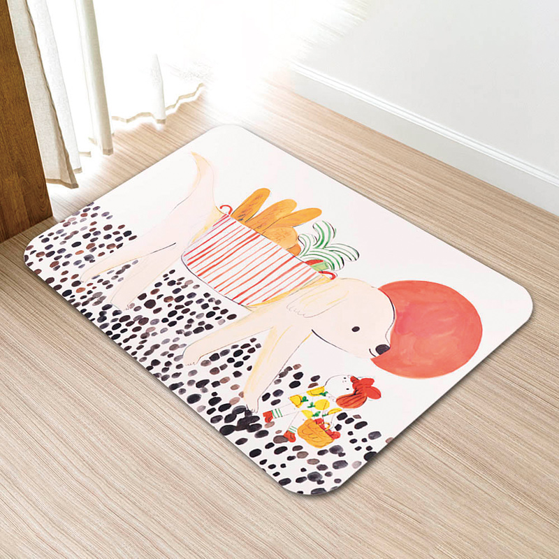【怪獸】新銳設計師 10秒頂吸 軟式珪藻土吸水地墊  吳欣芷(60x40cm) -一起去野餐, , large