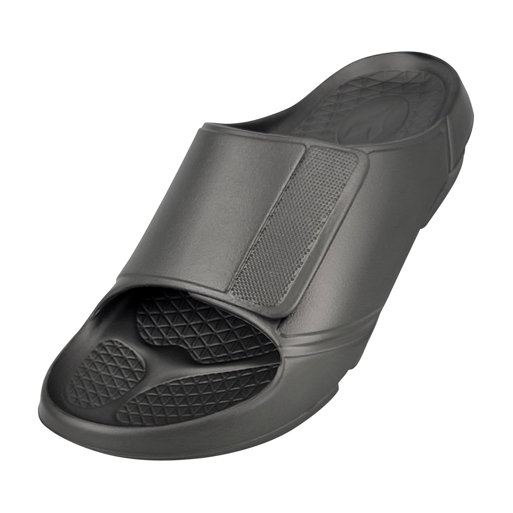 DIADORA迪亞多那 紓壓厚底拖鞋 MIT台灣製造 休閒 運動 簡約 素色 魔鬼氈 彈力 足弓支撐 舒壓 防滑 黑 灰, , large