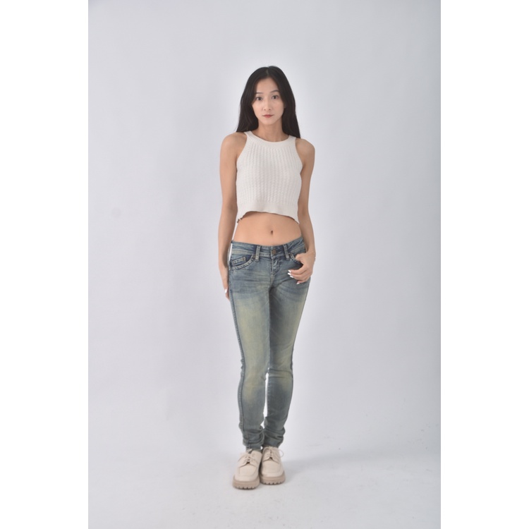 (L) gossip丹寧牛仔質感藍色長褲二手衣, , large