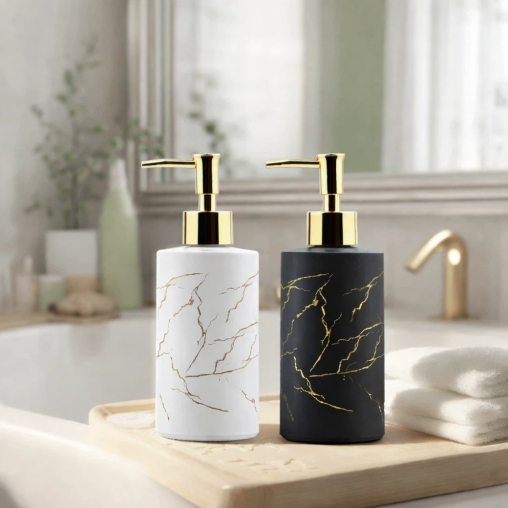 【A&R】北歐岩紋玻璃洗護按壓瓶 320ML 兩色任選, , large