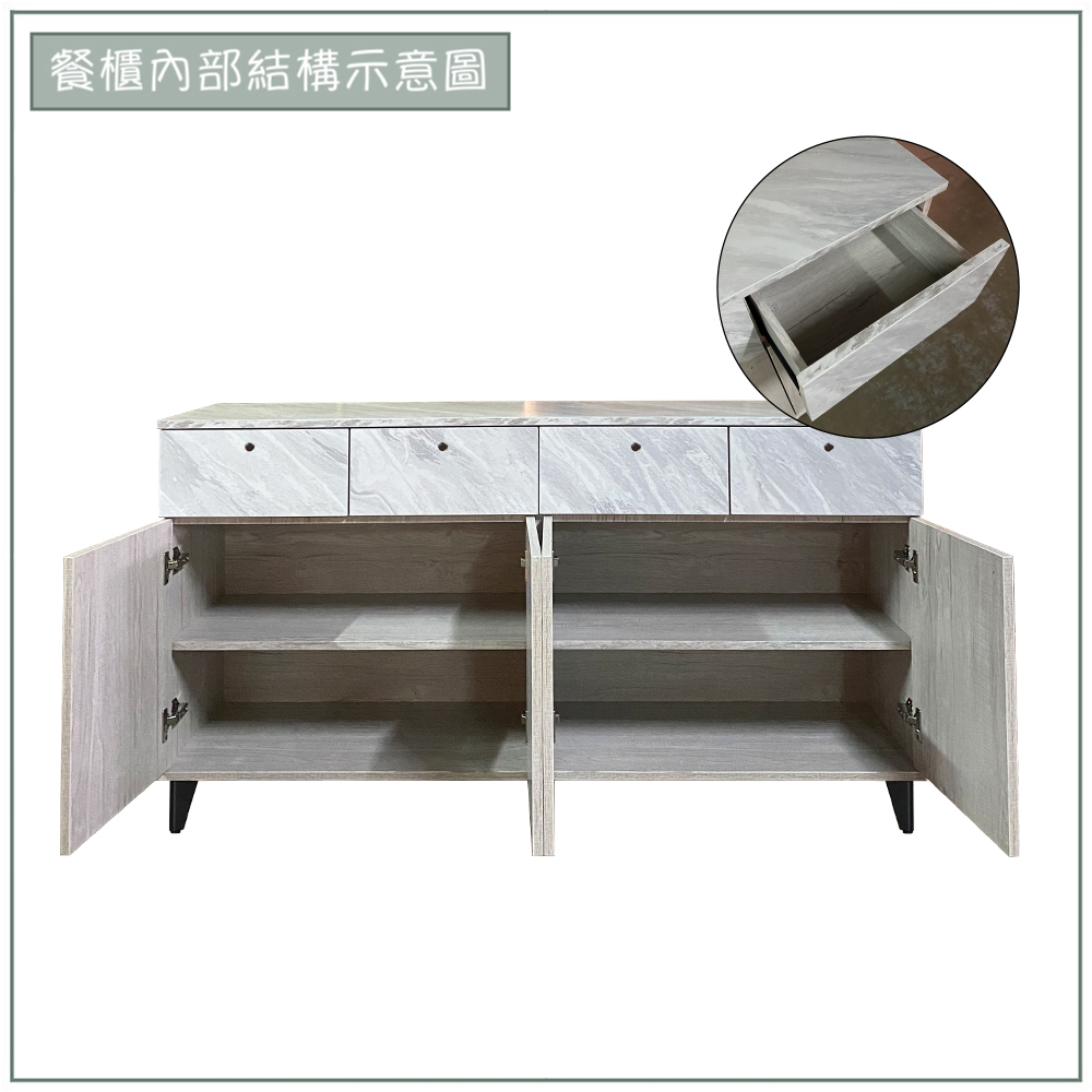 【唯熙傢俱】埃賽爾白橡色5尺餐櫃, , large