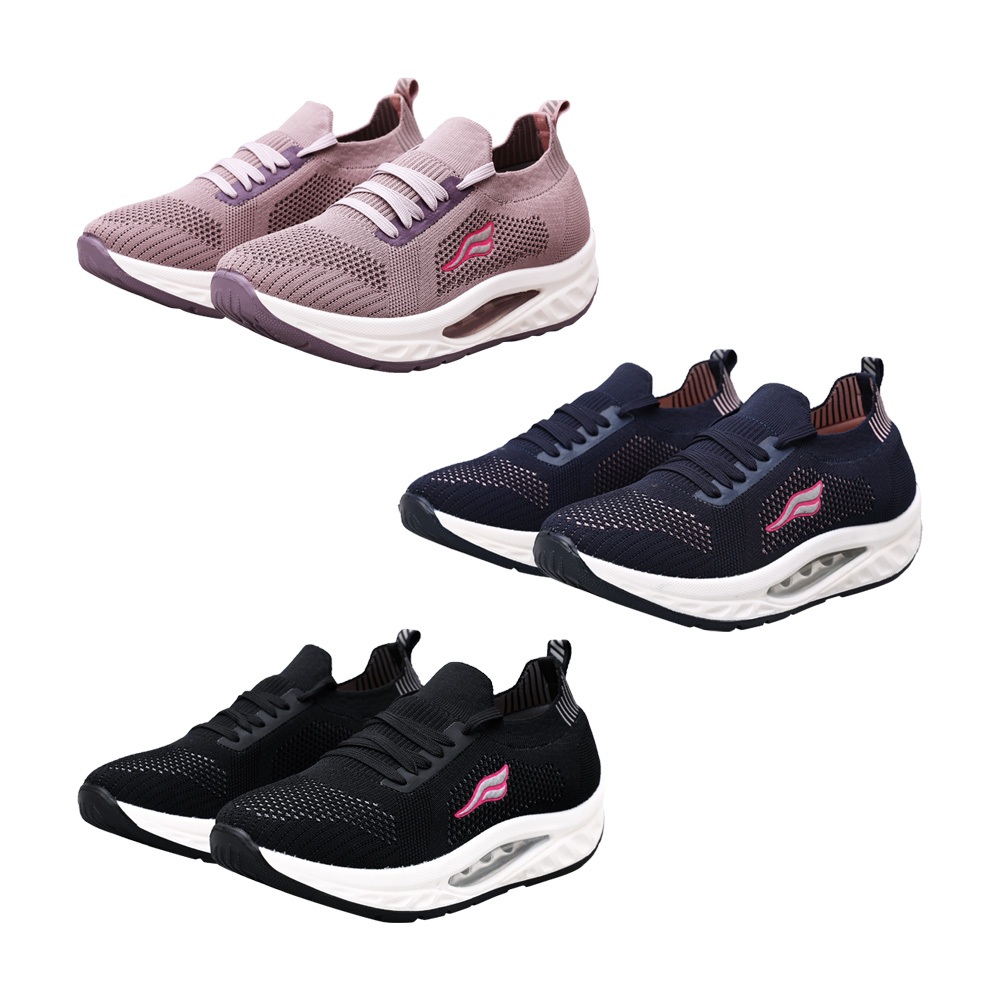 HANGTEN專利足弓氣墊鞋 女鞋 休閒鞋 健走鞋 編織鞋 保庇天后 王彩樺代言 減壓鞋墊 紓壓 彈力 美腿 藕 藍 黑