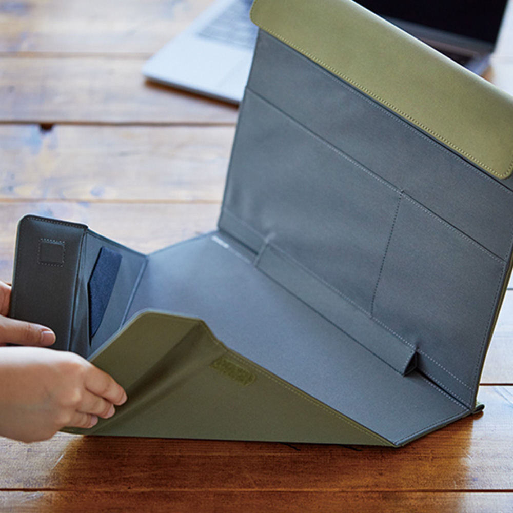 *需預訂【KING JIM】NESTY隨行支架筆電包 軍綠/(NST10)軍綠, , large