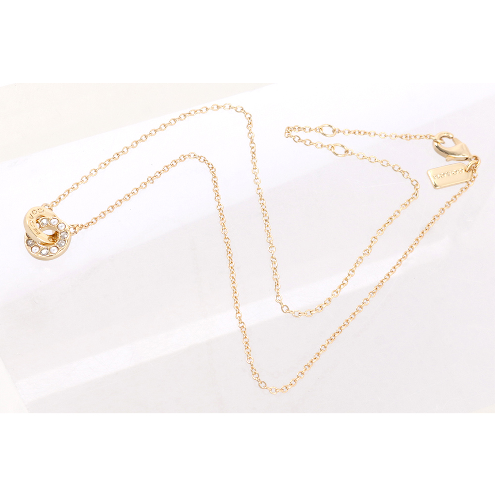 COACH 水鑽及玻璃珍珠連扣圓圈項鍊(金色), , large